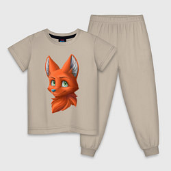 Пижама хлопковая детская Милая лисичка Cute fox, цвет: миндальный