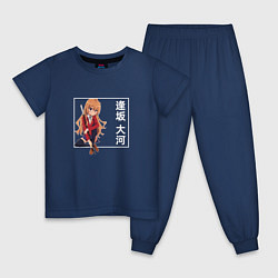 Пижама хлопковая детская Сидящая Тайга Торадора, цвет: тёмно-синий