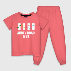 Пижама хлопковая детская THE BEATLES ABBEY ROAD, цвет: коралловый