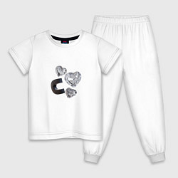 Пижама хлопковая детская Crystal Hearts, цвет: белый