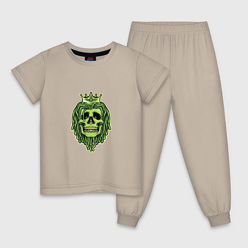 Детская пижама Green Skull / Миндальный – фото 1