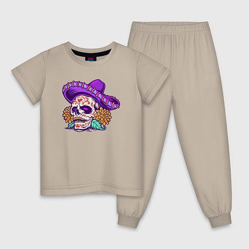 Детская пижама Mexico Skull / Миндальный – фото 1