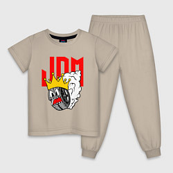Пижама хлопковая детская JDM Wheel King, цвет: миндальный