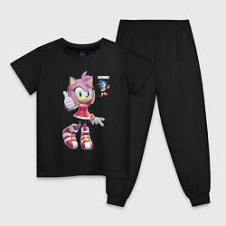 Пижама хлопковая детская Sonic Amy Rose Video game, цвет: черный
