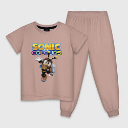Пижама хлопковая детская Charmy Bee Sonic Video game, цвет: пыльно-розовый