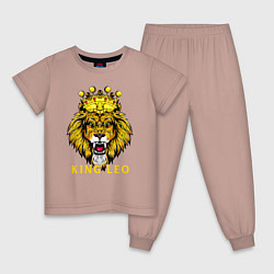 Пижама хлопковая детская KING LEO Король Лев, цвет: пыльно-розовый