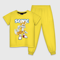 Пижама хлопковая детская Майлз Тейлз Прауэр Sonic Видеоигра, цвет: желтый