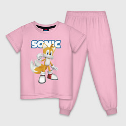 Пижама хлопковая детская Майлз Тейлз Прауэр Sonic Видеоигра, цвет: светло-розовый