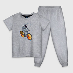 Пижама хлопковая детская Космонавт на велосипеде, цвет: меланж