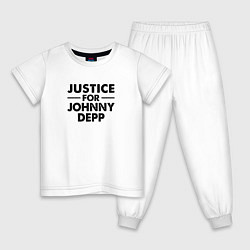 Пижама хлопковая детская Справедливость для Джонни Деппа, цвет: белый