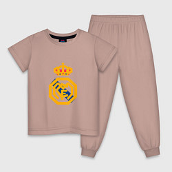 Пижама хлопковая детская Football - Real Madrid, цвет: пыльно-розовый