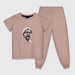 Пижама хлопковая детская Юрген Клопп Ливерпуль, цвет: пыльно-розовый