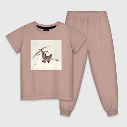 Пижама хлопковая детская Geese and Full Moon, цвет: пыльно-розовый