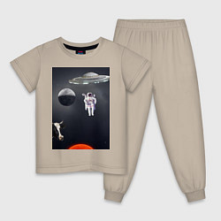 Пижама хлопковая детская Космический бред, цвет: миндальный