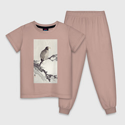 Пижама хлопковая детская White-tailed Eagle on Branch, цвет: пыльно-розовый