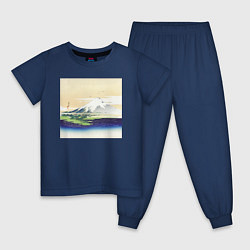 Пижама хлопковая детская Fuji Гора Фудзи, цвет: тёмно-синий