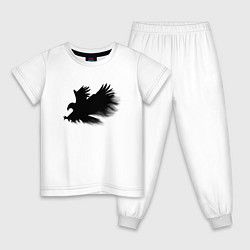 Пижама хлопковая детская Орел из дыма, цвет: белый