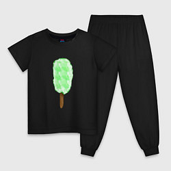 Пижама хлопковая детская Мороженое на палочке, цвет: черный