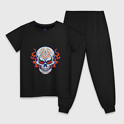 Пижама хлопковая детская Fire - Skull, цвет: черный