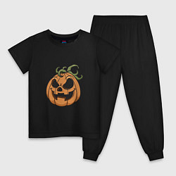 Пижама хлопковая детская Улыбка Хэллоуина, цвет: черный
