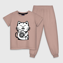 Пижама хлопковая детская JDM Cat & Engine Japan, цвет: пыльно-розовый