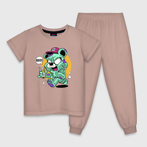 Детская пижама Медведь с лимонадом и конфетой кричит boo! Cool te / Пыльно-розовый – фото 1