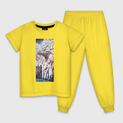 Пижама хлопковая детская Koshu Monkey Bridge Мост, цвет: желтый