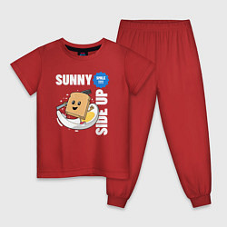 Пижама хлопковая детская Sunny side up, цвет: красный