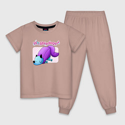 Пижама хлопковая детская Sleeping WobbleDog, цвет: пыльно-розовый