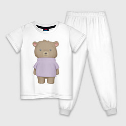 Пижама хлопковая детская Милый Медвежонок В Кофте, цвет: белый