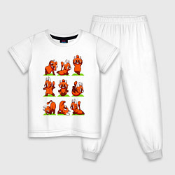 Пижама хлопковая детская Йога красной панды, цвет: белый