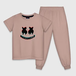 Пижама хлопковая детская МАРШМЕЛЛОУ NEON, цвет: пыльно-розовый