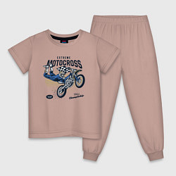 Пижама хлопковая детская MOTOCROSS Мотокросс, цвет: пыльно-розовый