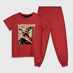 Пижама хлопковая детская Kazuha геншин, цвет: красный