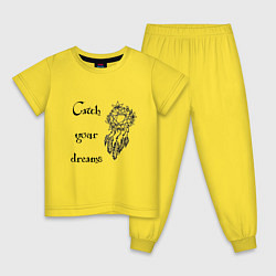 Пижама хлопковая детская Catch your dreams, цвет: желтый