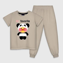 Пижама хлопковая детская LaLaFanFan Panda, цвет: миндальный