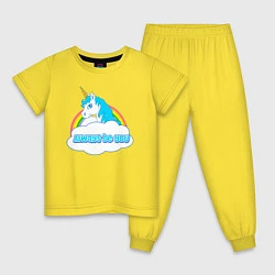 Пижама хлопковая детская Всегда будь собой единорог, цвет: желтый