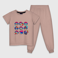 Пижама хлопковая детская Значки на Бонни Пины Бравл Старс Bonnie, цвет: пыльно-розовый