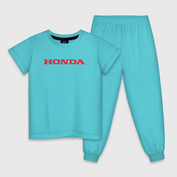 Пижама хлопковая детская HONDA ХОНДА LOGO спина, цвет: бирюзовый