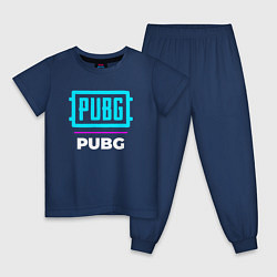 Пижама хлопковая детская Символ PUBG в неоновых цветах, цвет: тёмно-синий