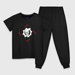 Пижама хлопковая детская Символ Gears of War в красном ромбе, цвет: черный