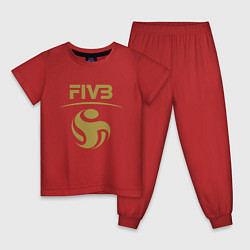 Пижама хлопковая детская FIVB ВОЛЕЙБОЛ ЛОГО, цвет: красный