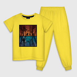 Пижама хлопковая детская Stranger Things Изнанка, цвет: желтый