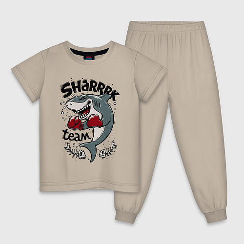 Детская пижама Shark boxing team / Миндальный – фото 1