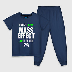 Пижама хлопковая детская I Paused Mass Effect To Be Here с зелеными стрелка, цвет: тёмно-синий