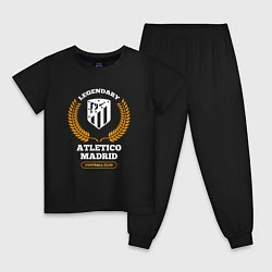 Пижама хлопковая детская Лого Atletico Madrid и надпись Legendary Football, цвет: черный
