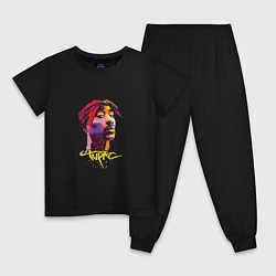 Пижама хлопковая детская Tupac Color, цвет: черный