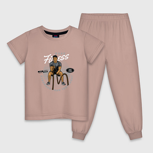 Детская пижама Фитнес тренировка с канатами / Пыльно-розовый – фото 1