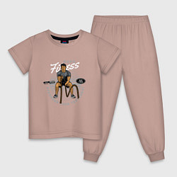 Пижама хлопковая детская Фитнес тренировка с канатами, цвет: пыльно-розовый