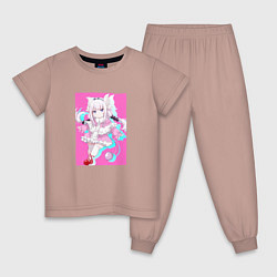 Пижама хлопковая детская КАННА Kabayashi san, цвет: пыльно-розовый